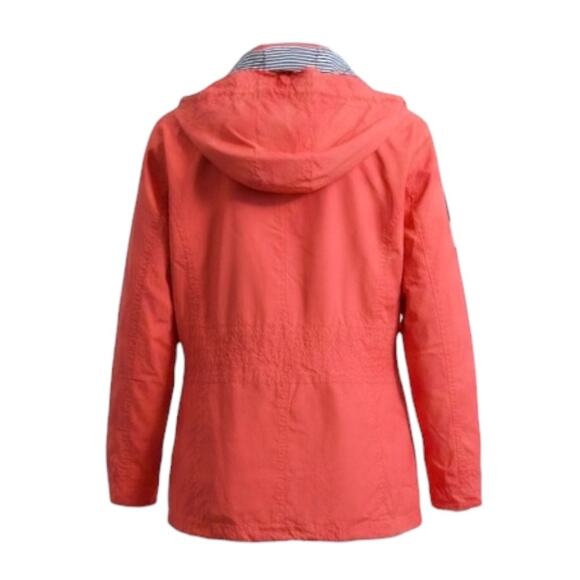 Esprit Womens Orange Hooded Full Zip Up Rain Jacket All Weather Windbreaker M - Picture 10 of 11